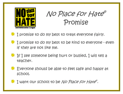 No Place for Hate Promise 