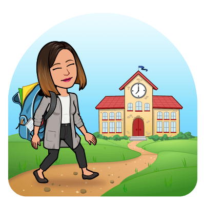 Ms. Lapp bitmoji walking to school 